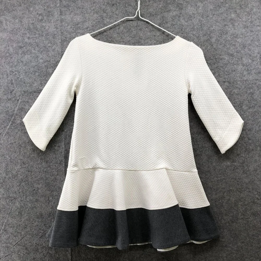 A.Bird Girls‎ Size 6 Dress Boat Neck White Gray 3/4 Sleeve Tiered Formal Party